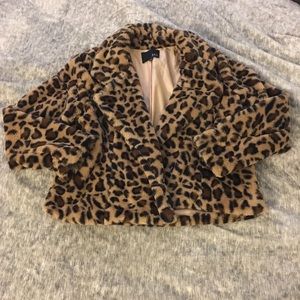 Closet Sale: Leopard Print Fluffy Coat, Size L